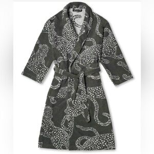 Desmond & Dempsey Cotton Jag Print Towel Robe, Green, Extra Large, Unisex